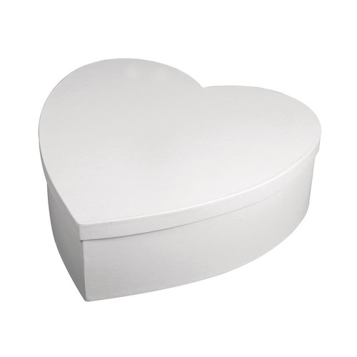 Pappmaché box herz weiß 30cm - pappmaché,