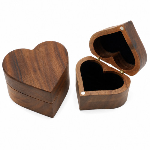 Walnuss ringbox holz - ringbox, herz