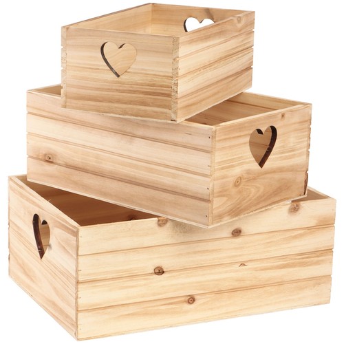 3er set holzkisten mit herz - set,