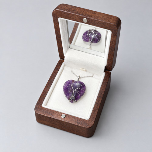 Amethyst kette herz - kette, lebensbaum