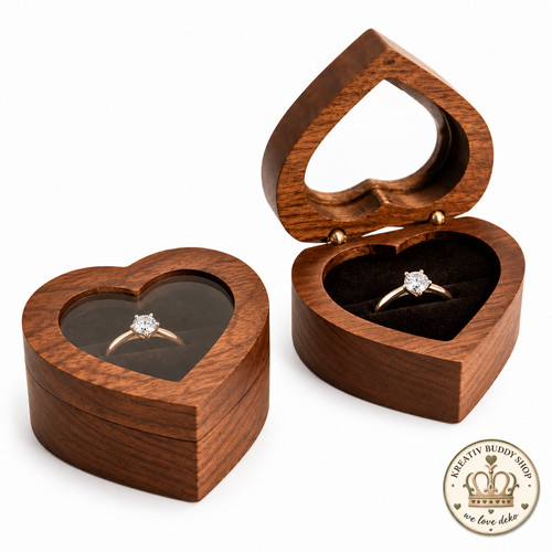 Walnuss ringbox holz herz - ringbox,